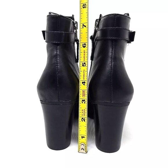 Ralph Lauren Carole Black Leather Side Zip Block Heel Ankle Booties Size 7.5B - Picture 4 of 12